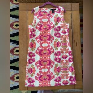 Willi Smith 14 Pink & Orange paisley Dress Cotton w/spandex lined